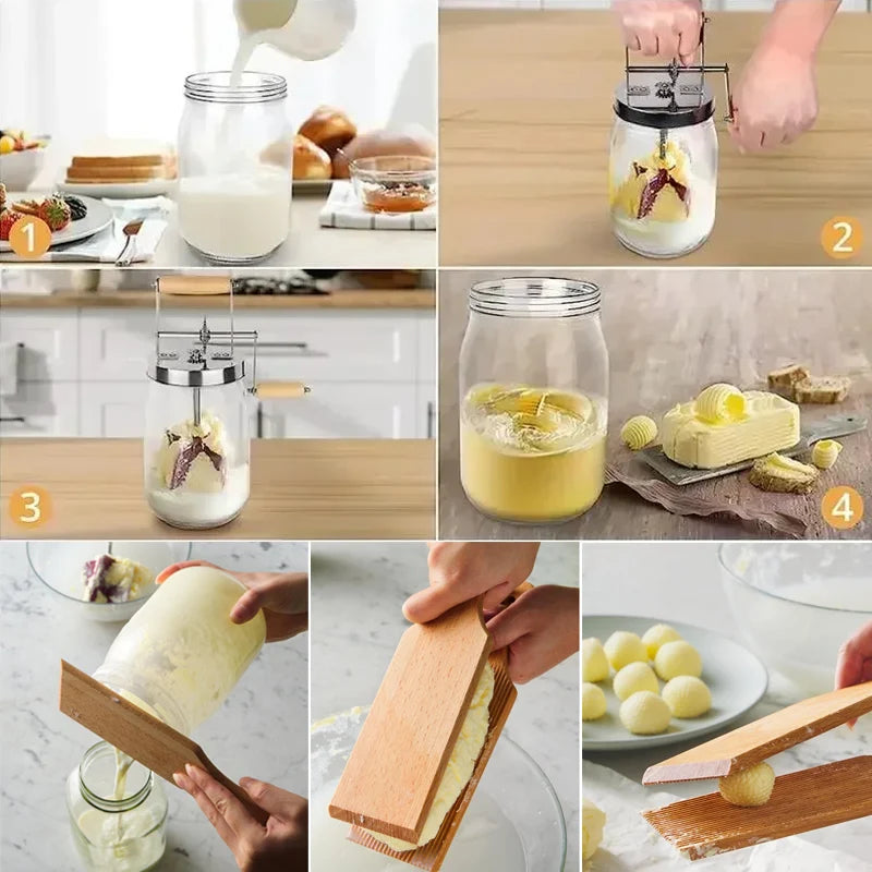Manual Mason Jar Butter Churn – Glass Cream Mixer