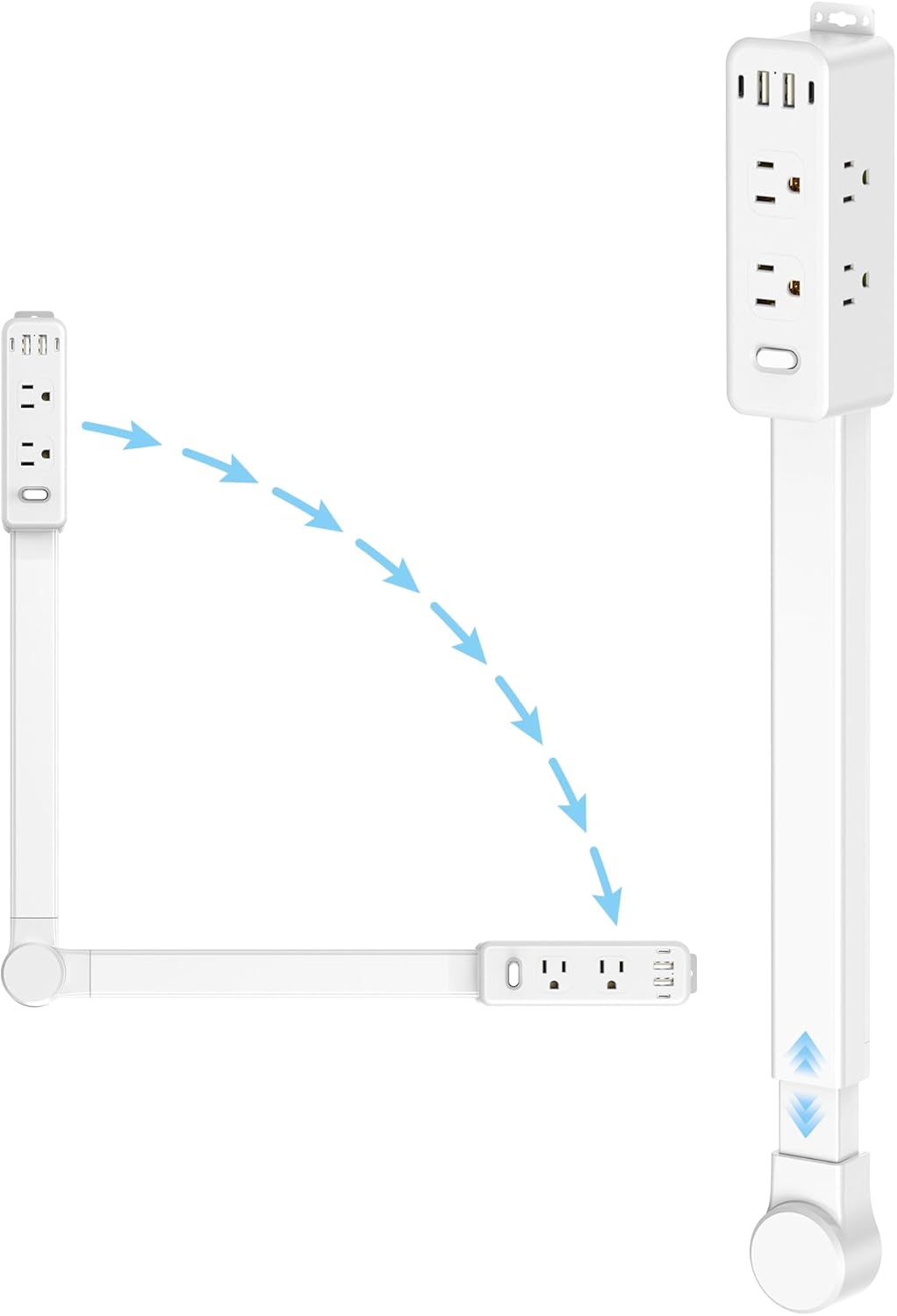 Outlet Extender Power Strip with USB – Rotating, Extendable