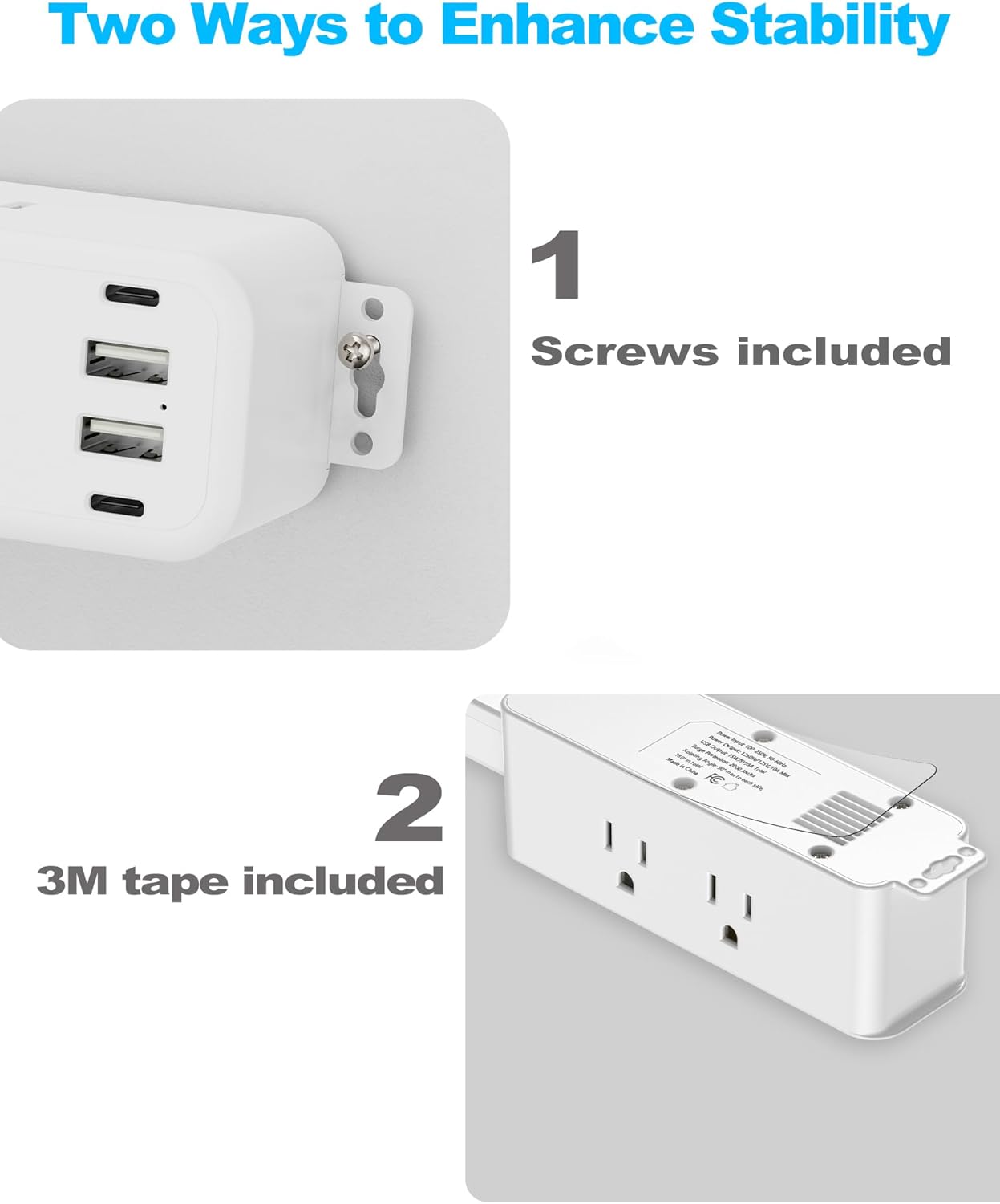 Outlet Extender Power Strip with USB – Rotating, Extendable