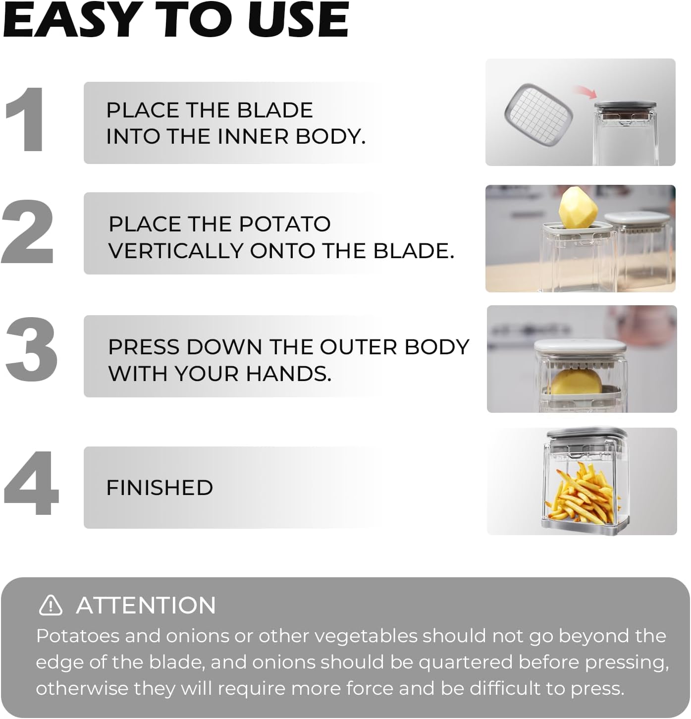 4-in-1 French Fry Cutter and Vegetable Chopper with Container