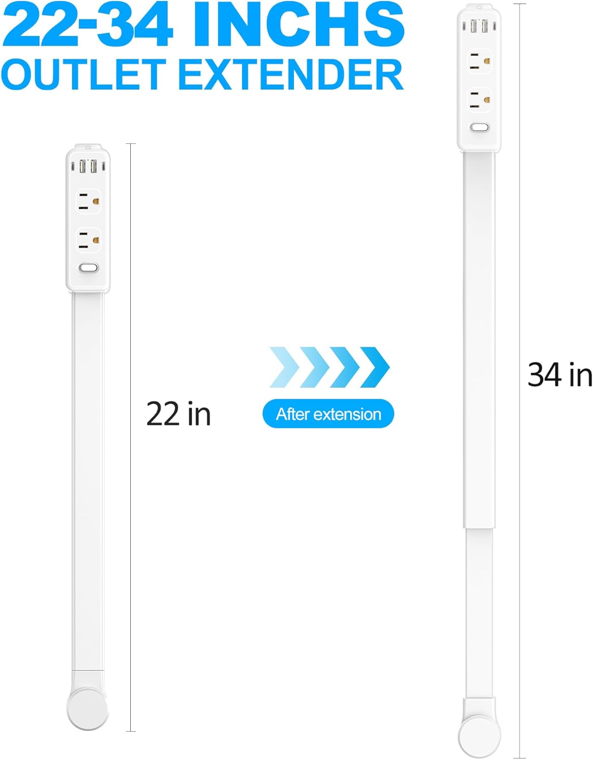 Outlet Extender Power Strip with USB – Rotating, Extendable