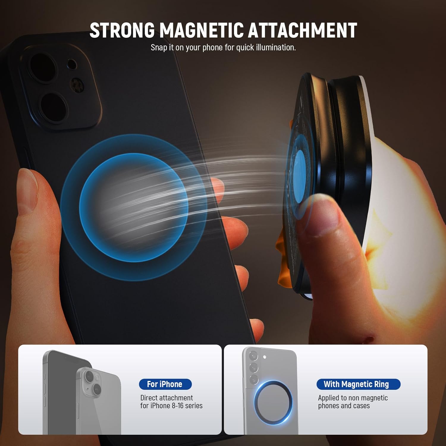 Magnetic LED Selfie Ring Light with Mirror for Phones