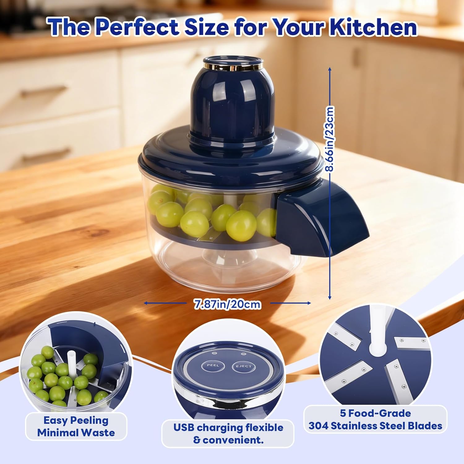 Automatic Fruit Peeler Machine for Grapes, Garlic & Tomatoes