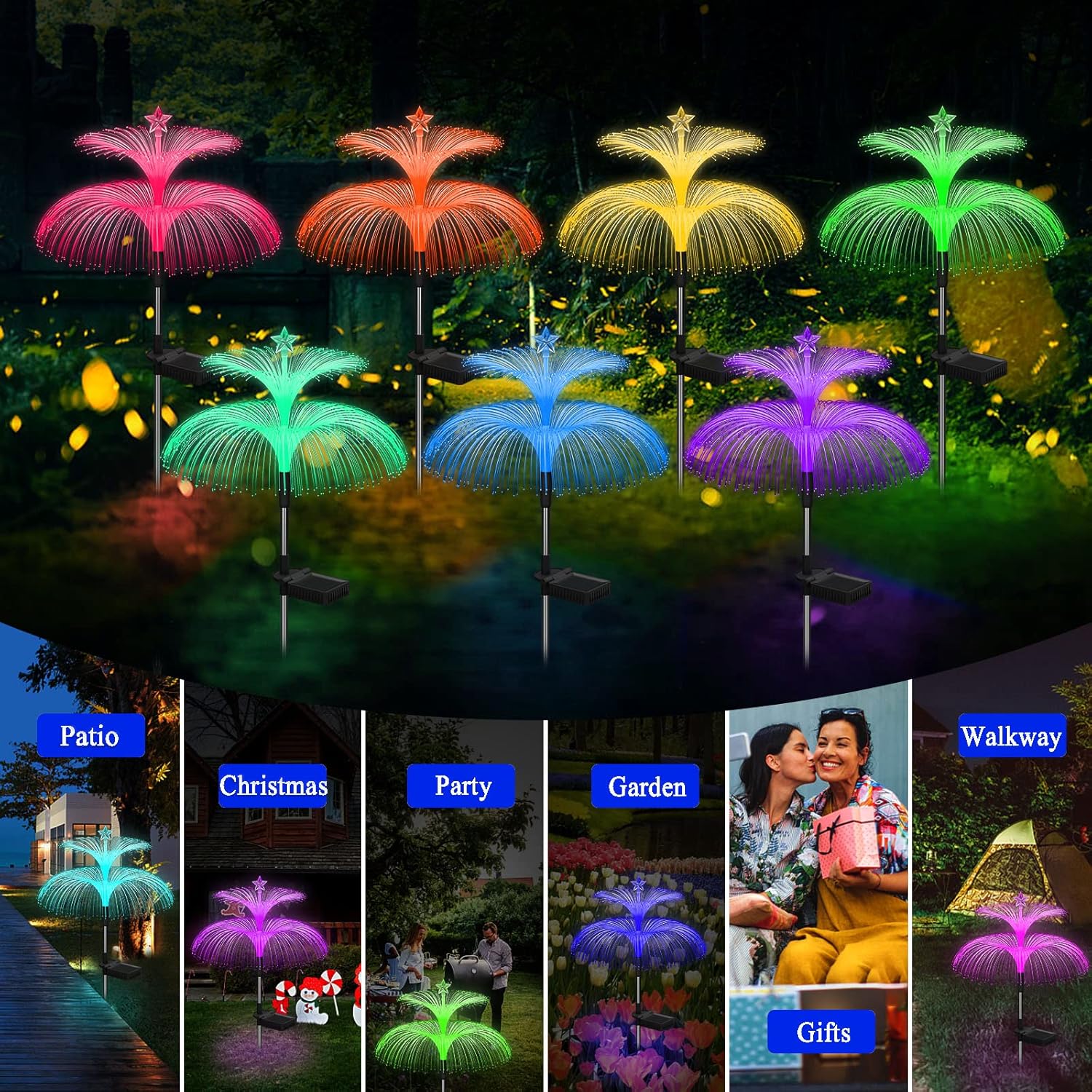 Solar Garden Lights Jellyfish & Star – 7-Color RGB Set