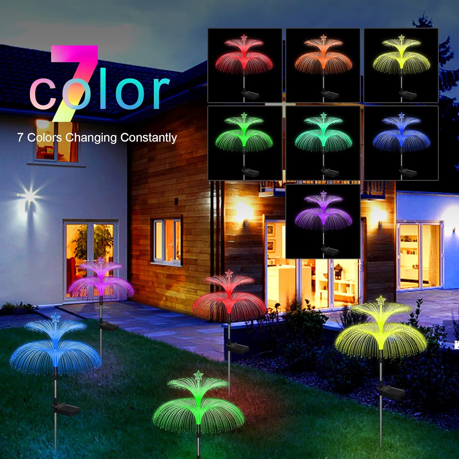 Solar Garden Lights Jellyfish & Star – 7-Color RGB Set