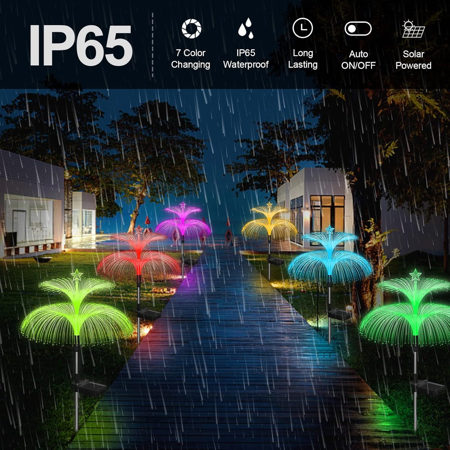 Solar Garden Lights Jellyfish & Star – 7-Color RGB Set