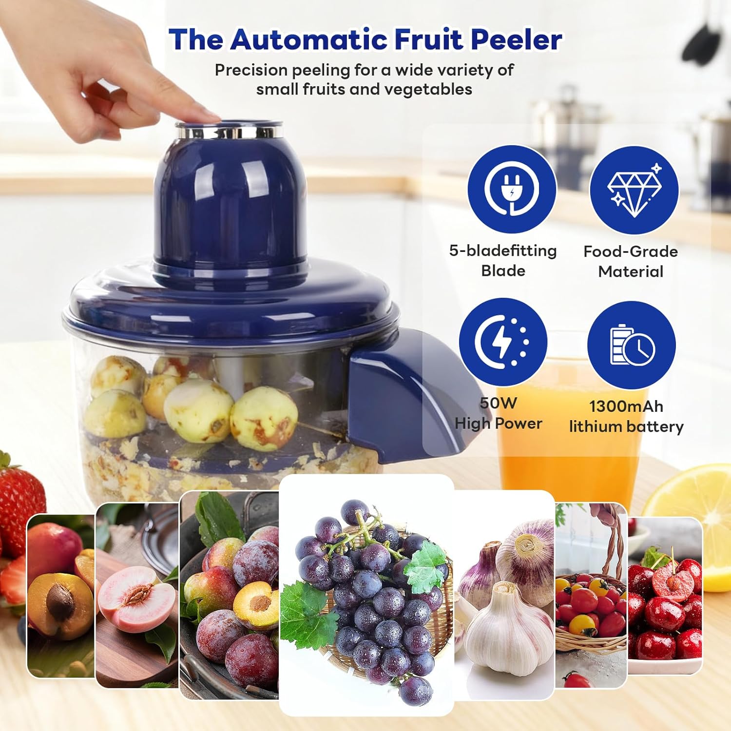 Automatic Fruit Peeler Machine for Grapes, Garlic & Tomatoes