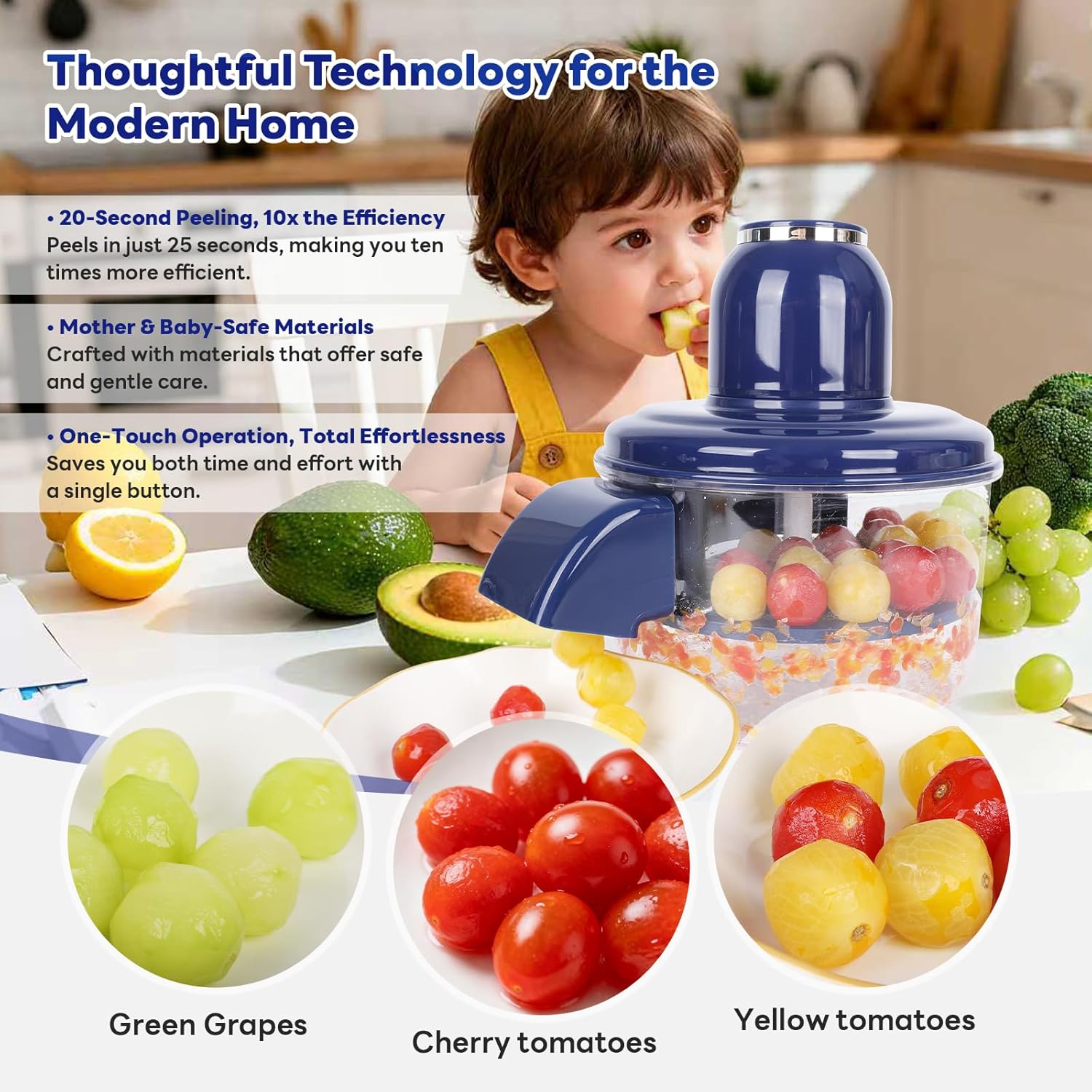 Automatic Fruit Peeler Machine for Grapes, Garlic & Tomatoes