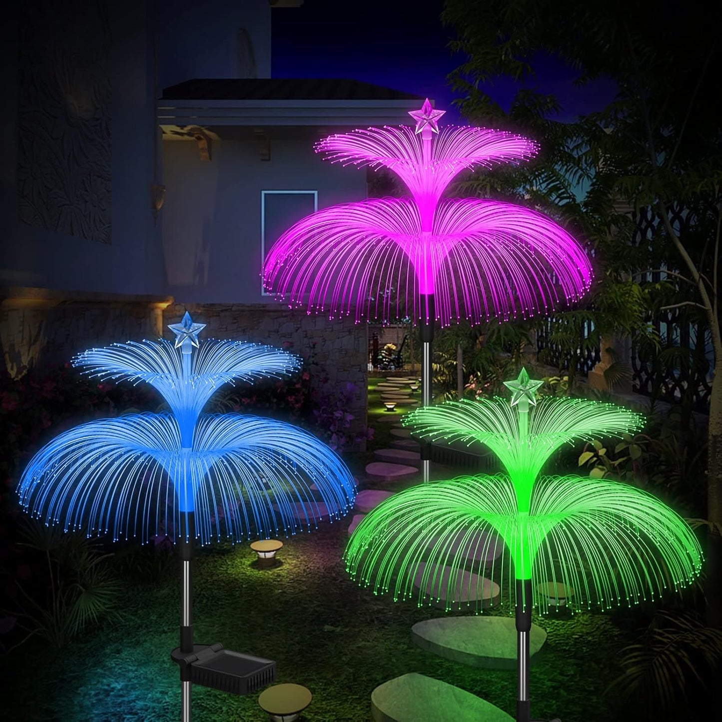 Solar Garden Lights Jellyfish & Star – 7-Color RGB Set