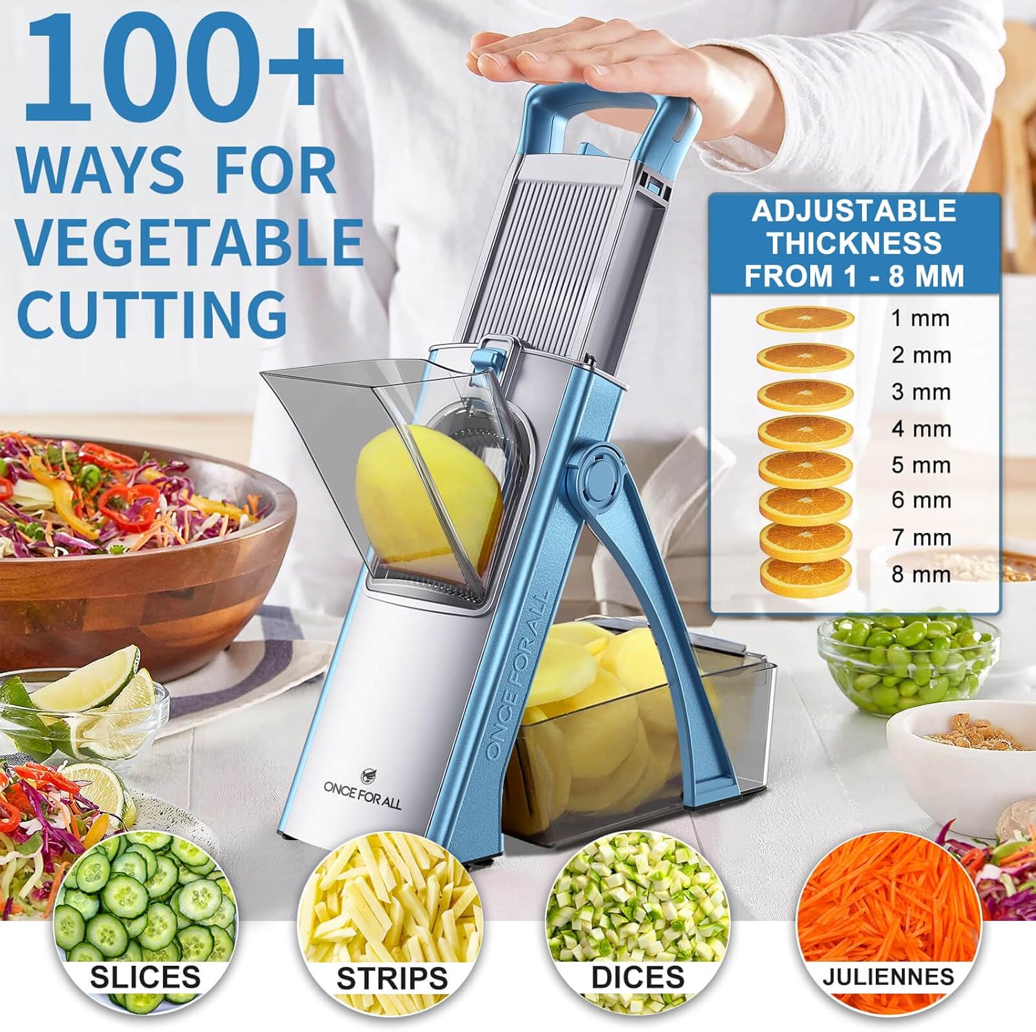 Safe Mandoline Vegetable Slicer – Adjustable Multi-Function Chopper