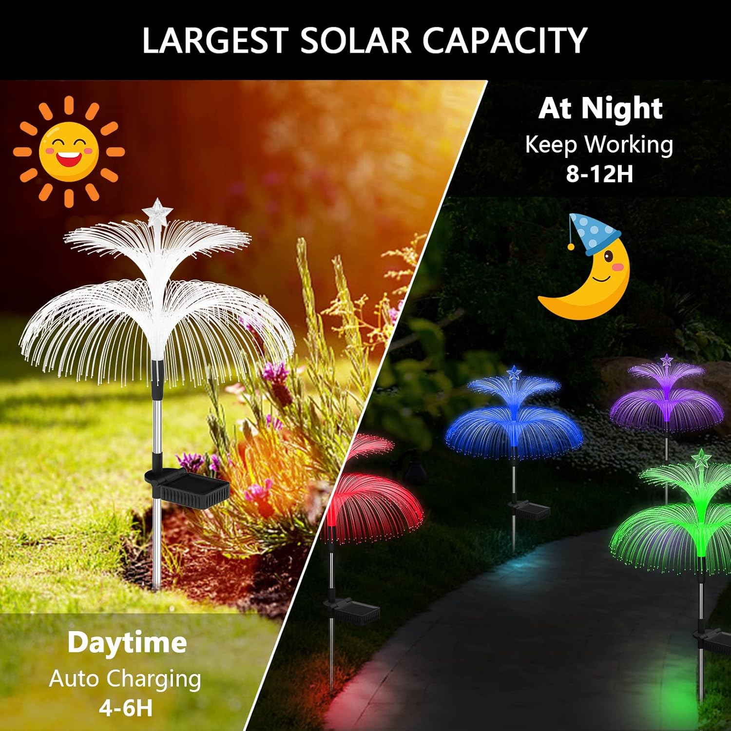 Solar Garden Lights Jellyfish & Star – 7-Color RGB Set