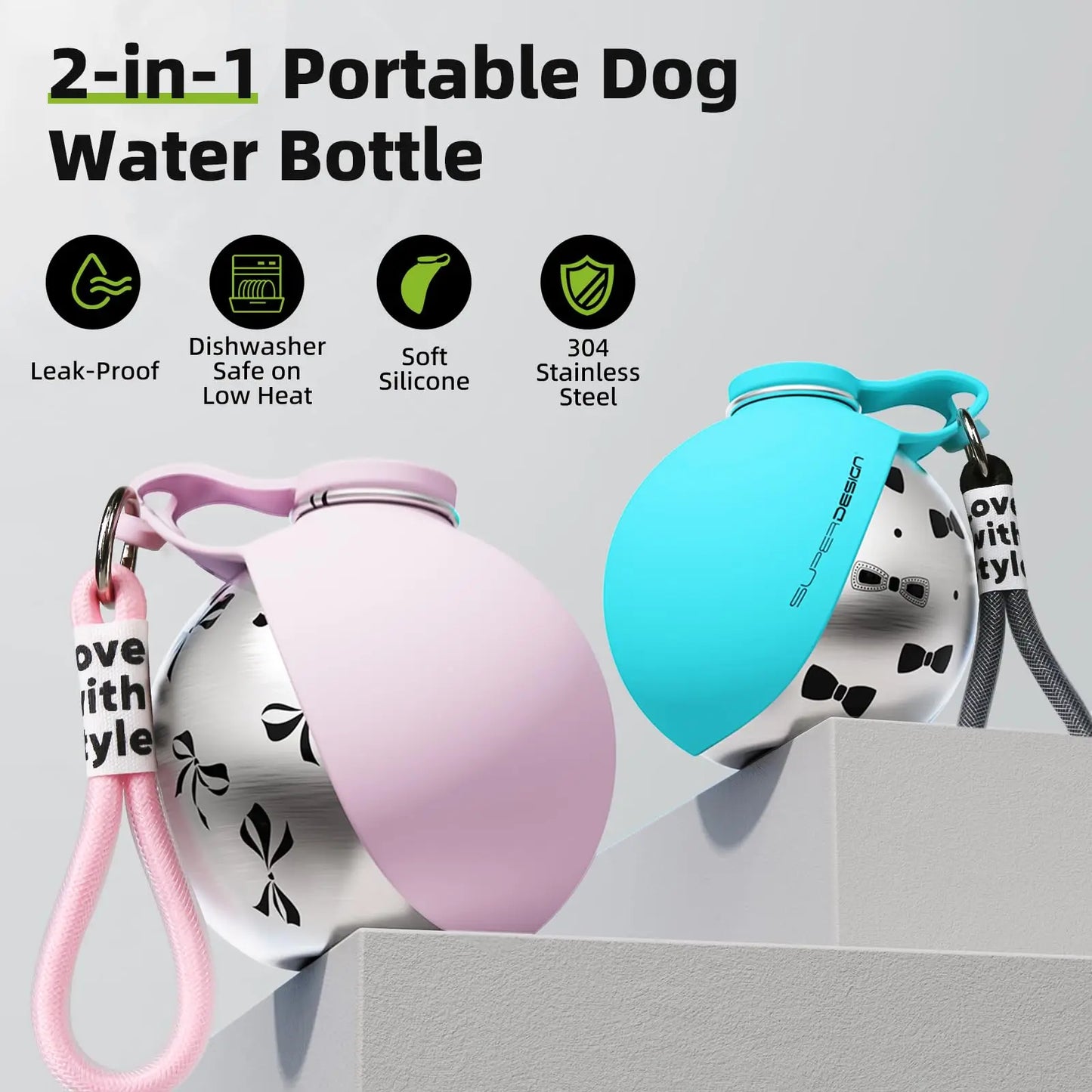 Portable Dog Water Bottle Dispenser – Stainless Steel
