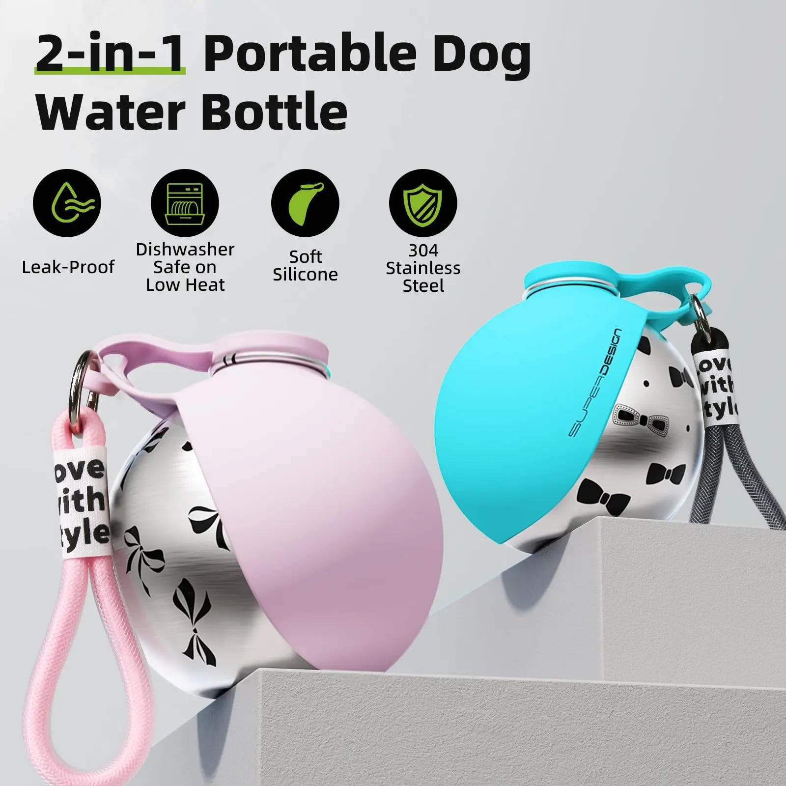 Portable Dog Water Bottle Dispenser – Stainless Steel