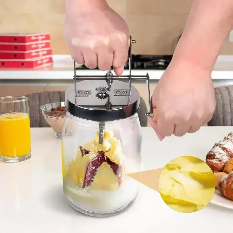 Manual Mason Jar Butter Churn – Glass Cream Mixer