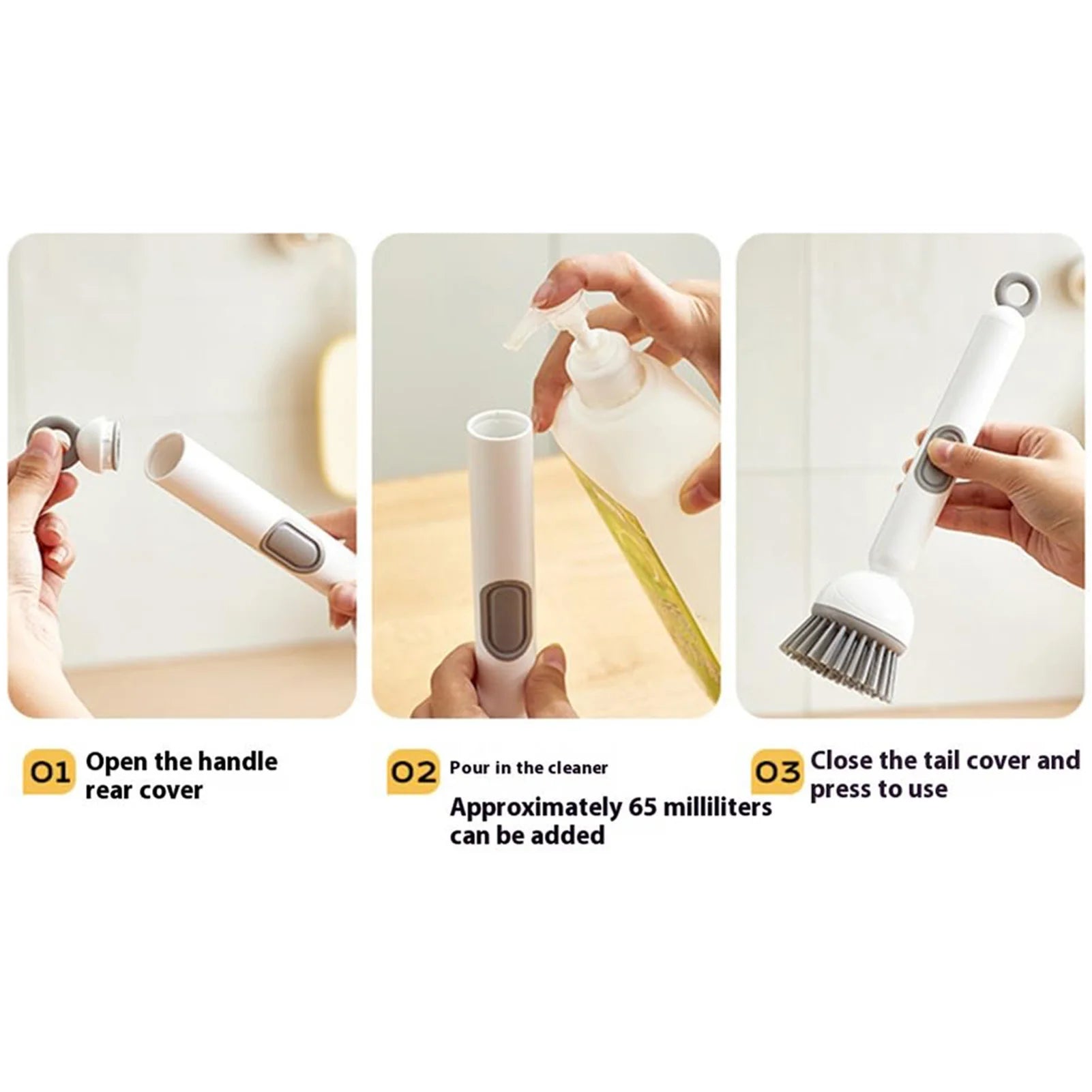 Adjustable Long Handle Kitchen Scrub Brush with Dispenser