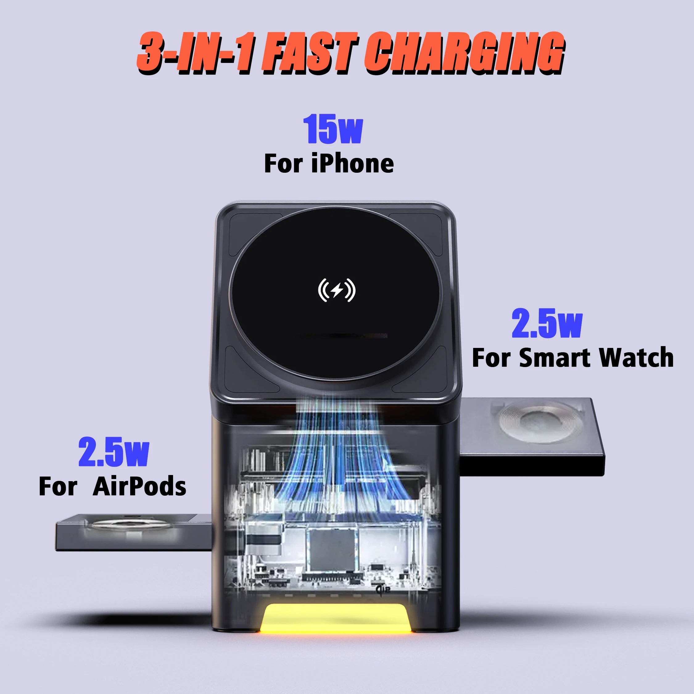 3-in-1 Magnetic Wireless Charging Stand for Apple