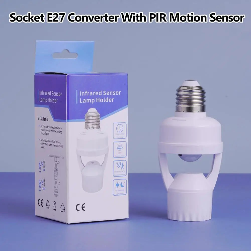 PIR Motion Sensor E27 Light Bulb Socket Adapter