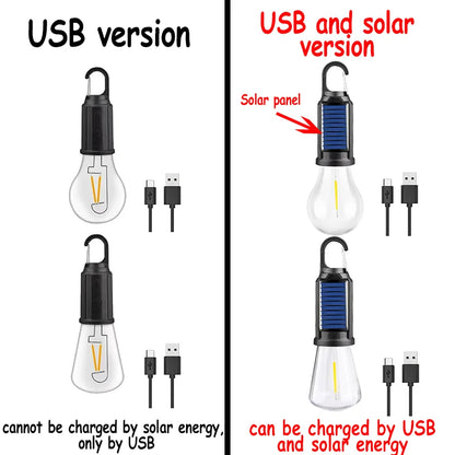 Solar Camping LED Lantern Bulb – USB Rechargeable, 3 Modes