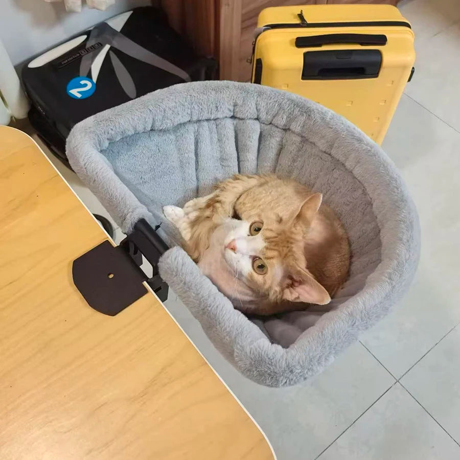 Folding Cat Desk Hammock Bed with Semi-Circular Perch