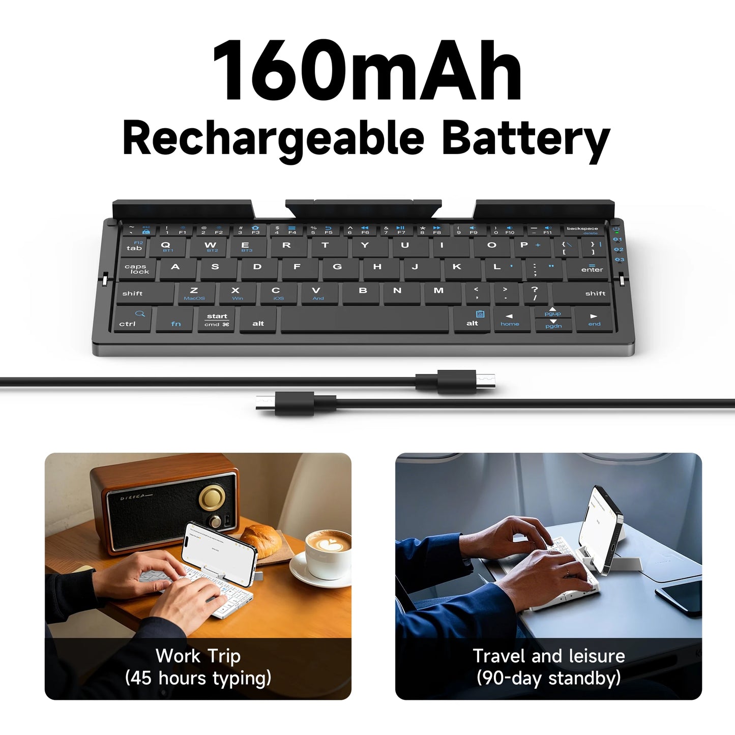 Foldable Bluetooth Keyboard with Magnetic Stand