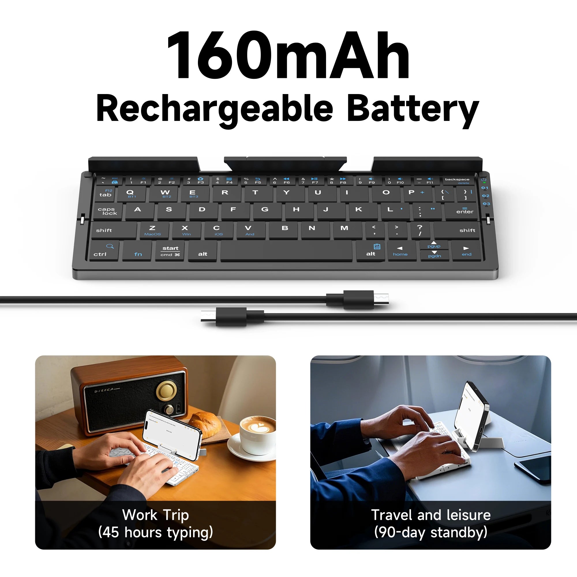 Foldable Bluetooth Keyboard with Magnetic Stand