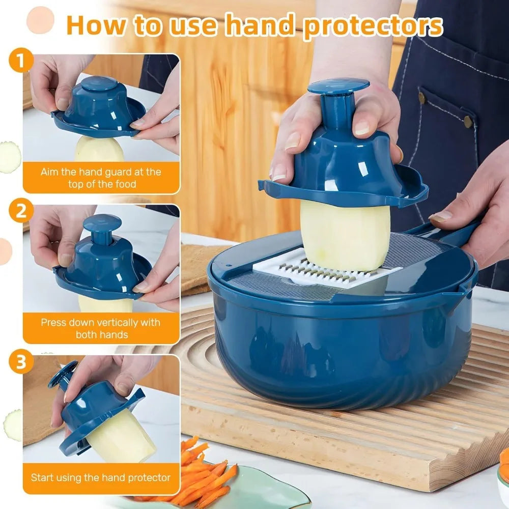 9-in-1 Vegetable Slicer Set with Drain Basket & Grater