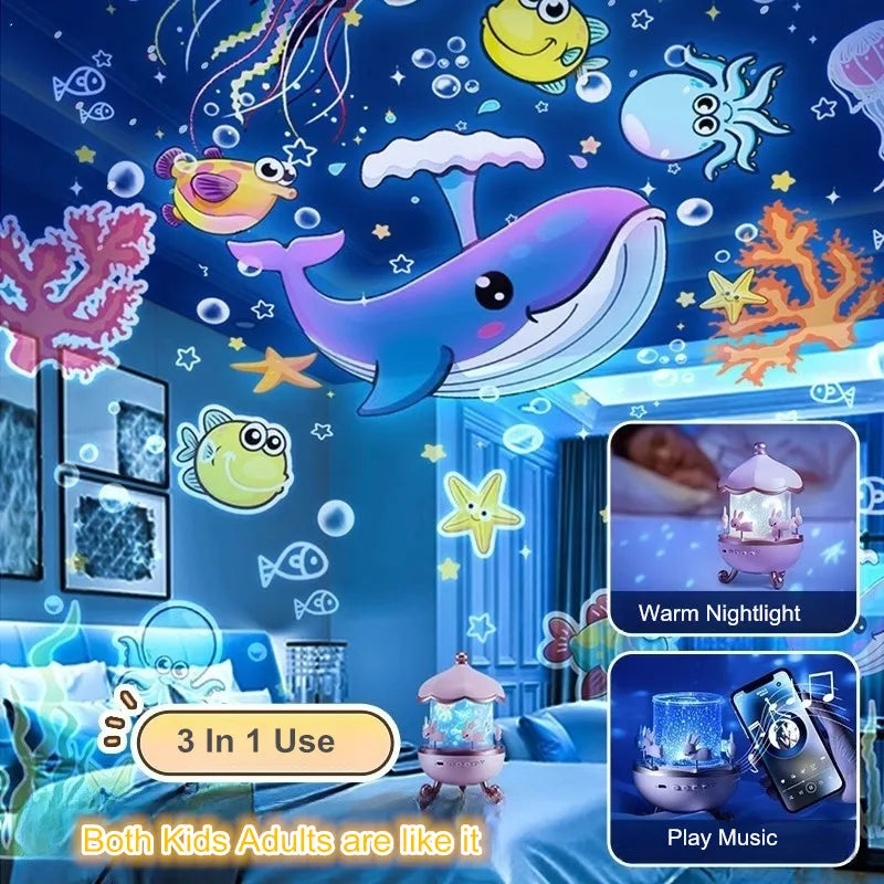 Kids Star Projector Night Light – 12 Films, USB Rechargeable