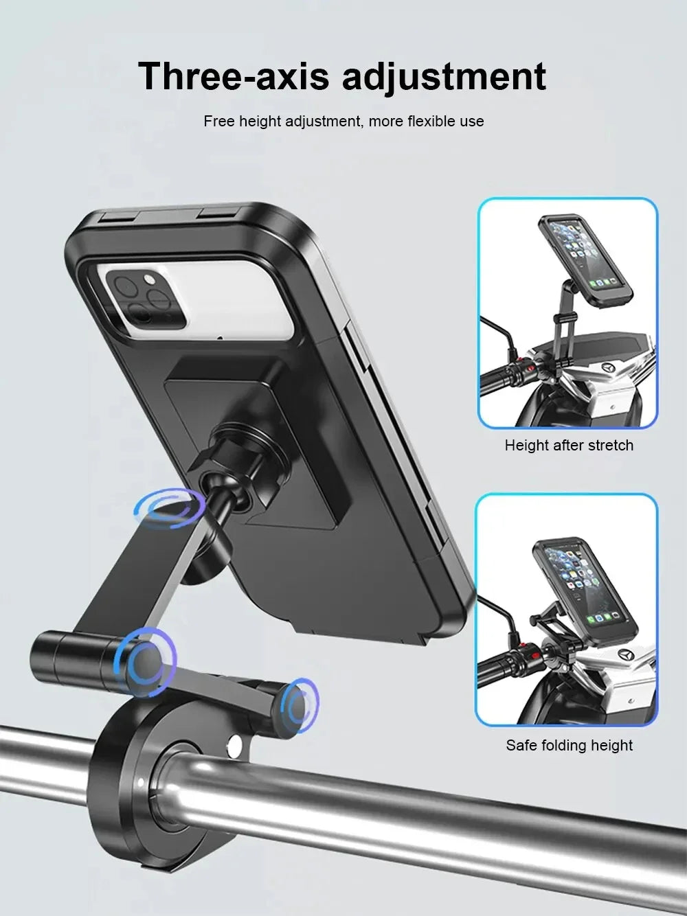 Waterproof Motorcycle Phone Mount – 360° Rotating Case