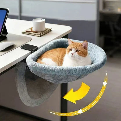 Folding Cat Desk Hammock Bed with Semi-Circular Perch