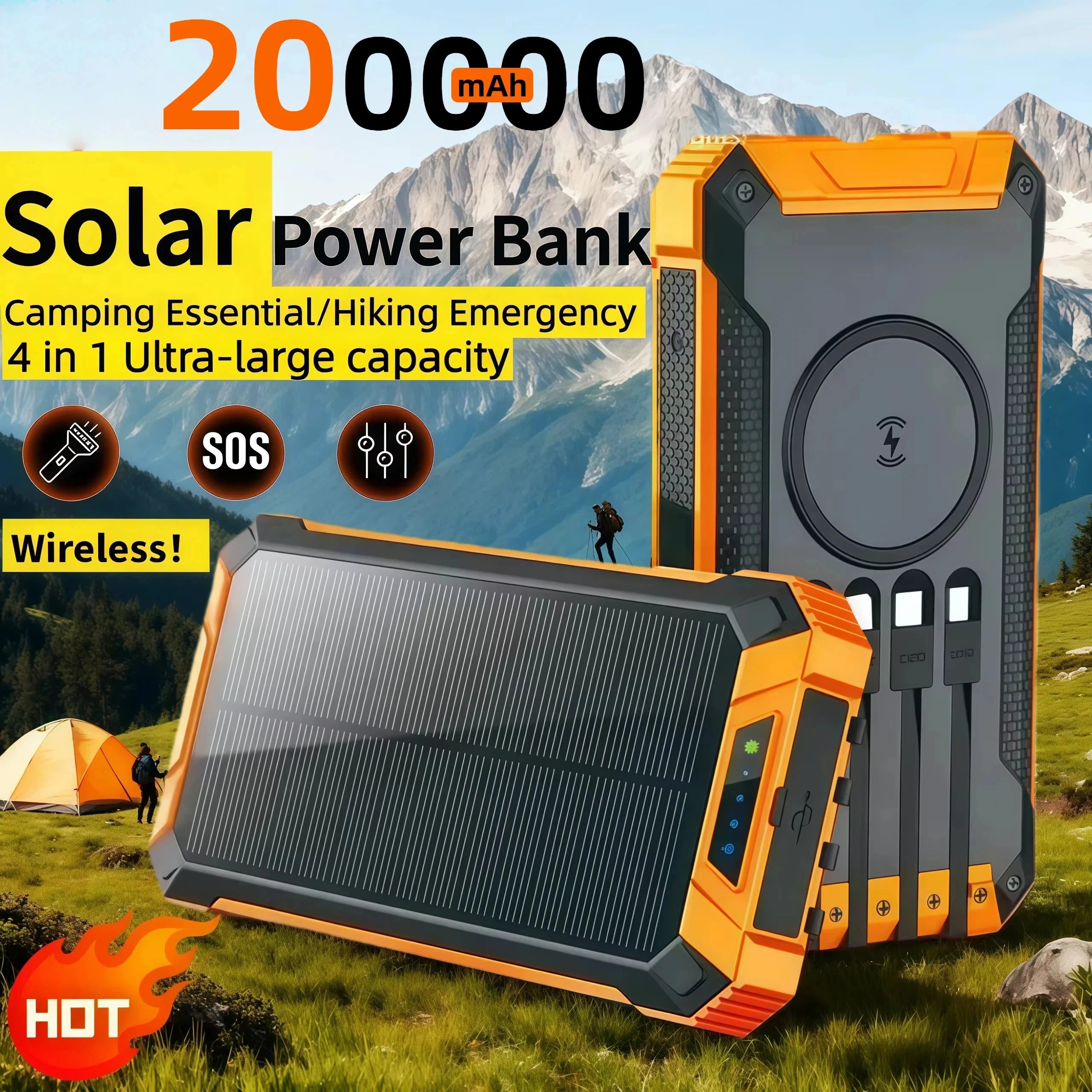Solar Wireless Power Bank – High-Capacity Fast Charger