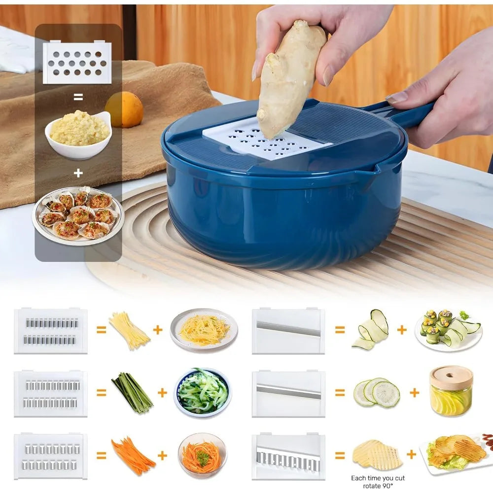 9-in-1 Vegetable Slicer Set with Drain Basket & Grater