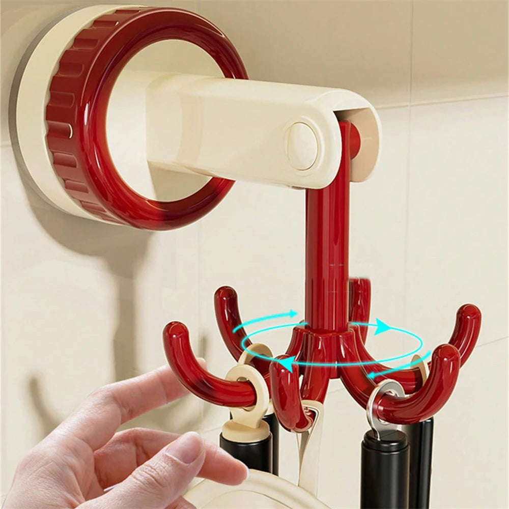 360° Rotating Folding Hook With Suction Cup Kitchen Rack