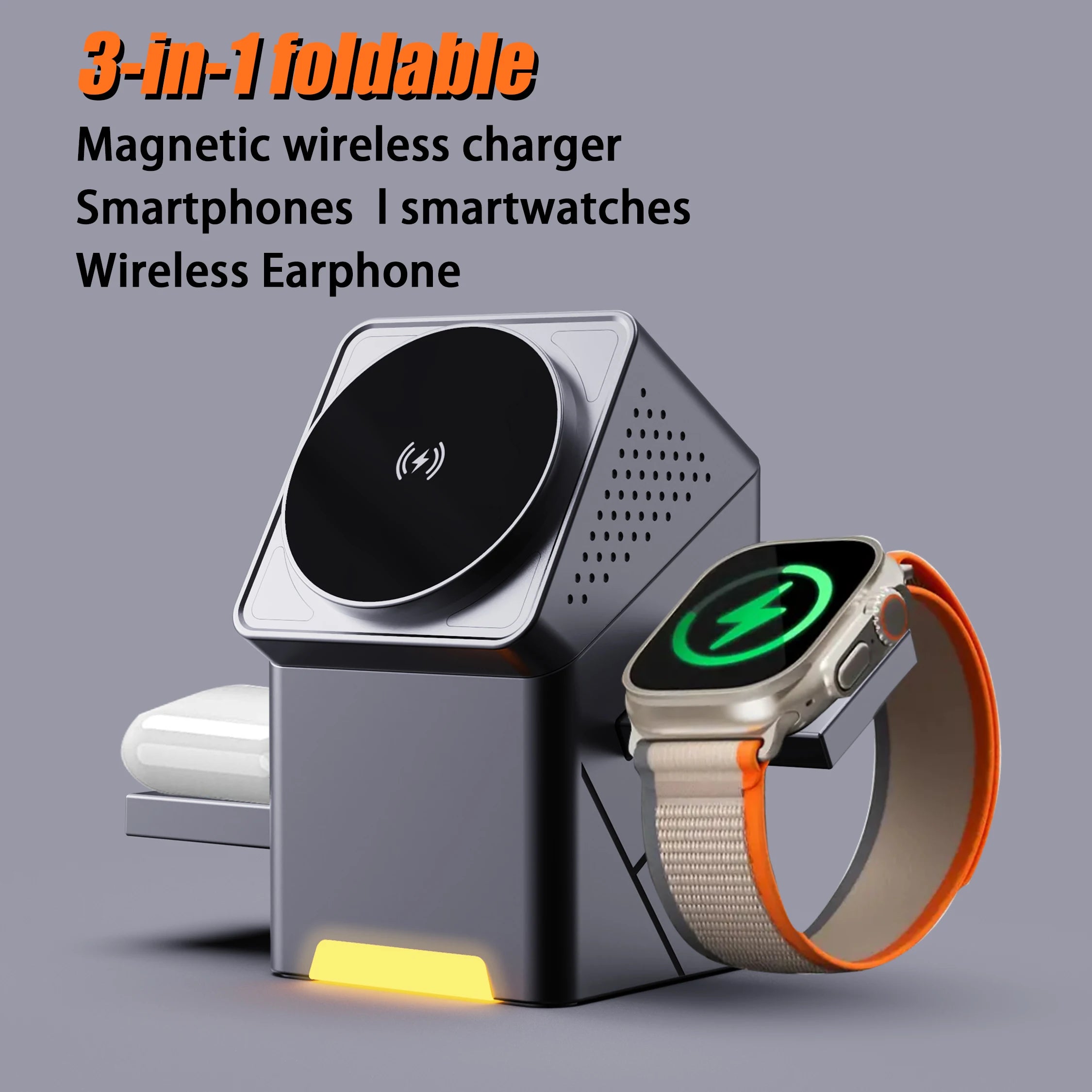3-in-1 Magnetic Wireless Charging Stand for Apple