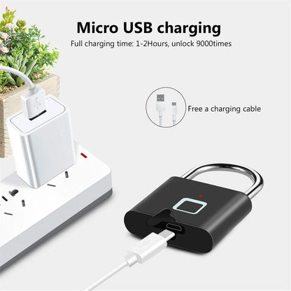 Fingerprint Smart Padlock USB Rechargeable Waterproof Lock