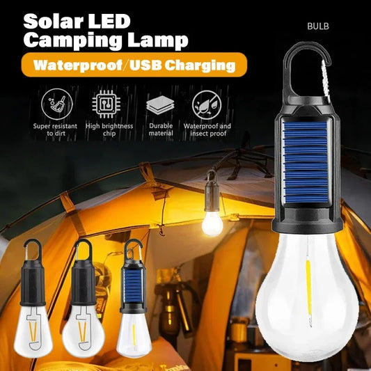 Solar Camping LED Lantern Bulb – USB Rechargeable, 3 Modes