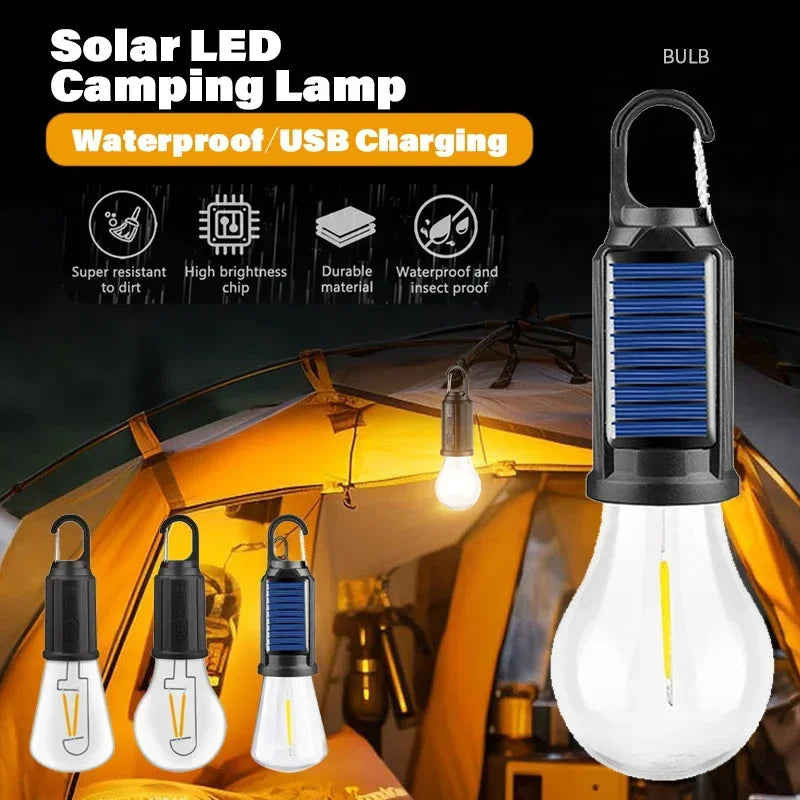 Solar Camping LED Lantern Bulb – USB Rechargeable, 3 Modes