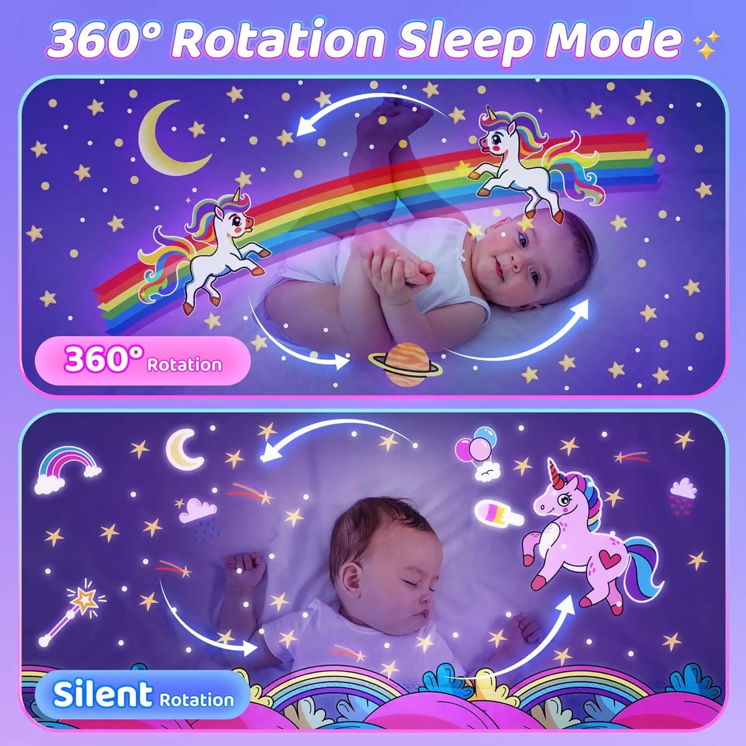 Kids Star Projector Night Light – 12 Films, USB Rechargeable