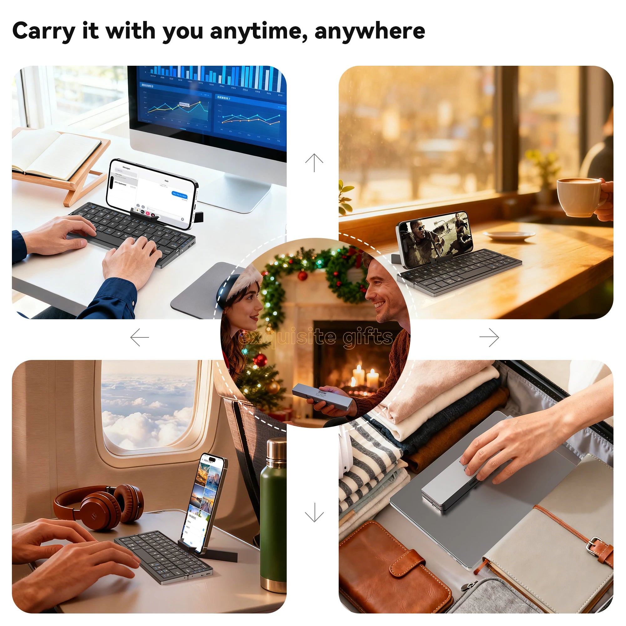 Foldable Bluetooth Keyboard with Magnetic Stand