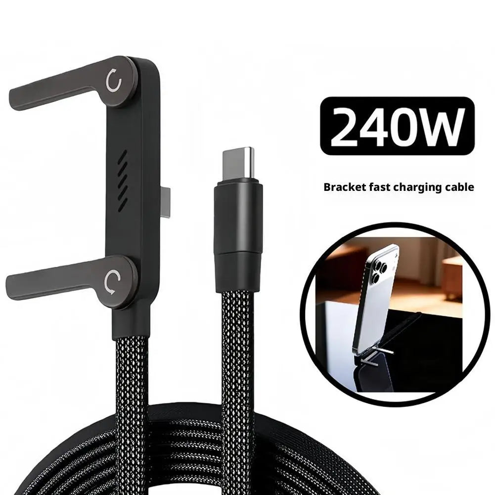 240W Fast Charging Cable With Foldable Phone Stand