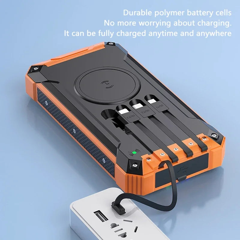 Solar Wireless Power Bank – High-Capacity Fast Charger