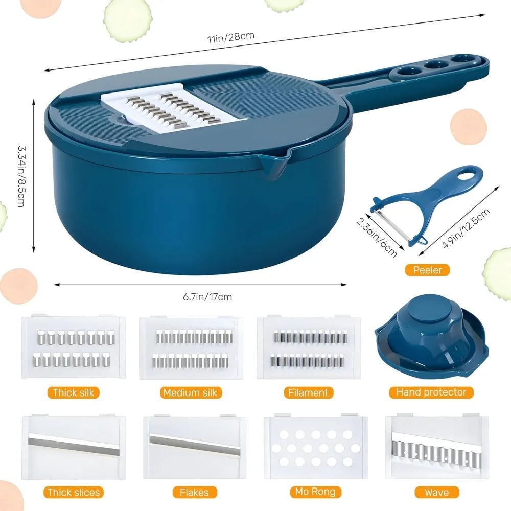 9-in-1 Vegetable Slicer Set with Drain Basket & Grater