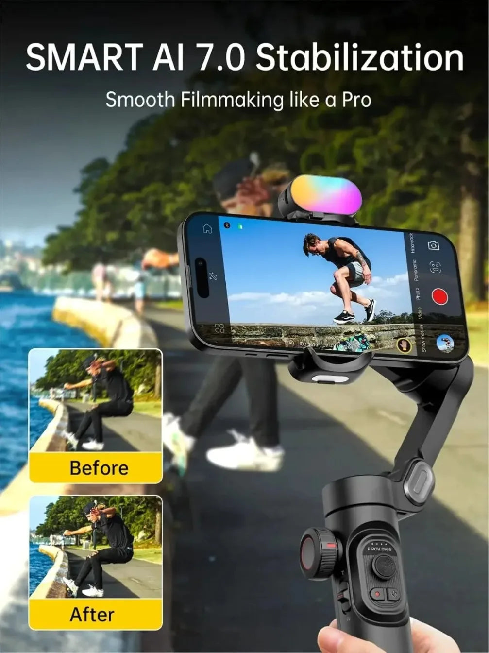 3-Axis Foldable Phone Gimbal Stabilizer – AI Tracking