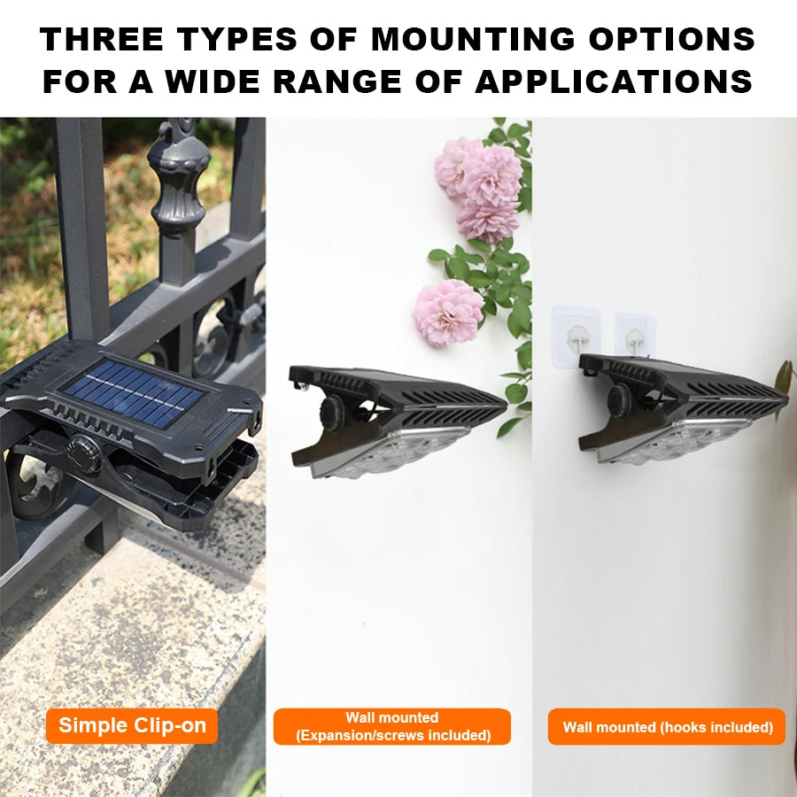 LED Solar Motion Sensor Garden Light With Clip Mount