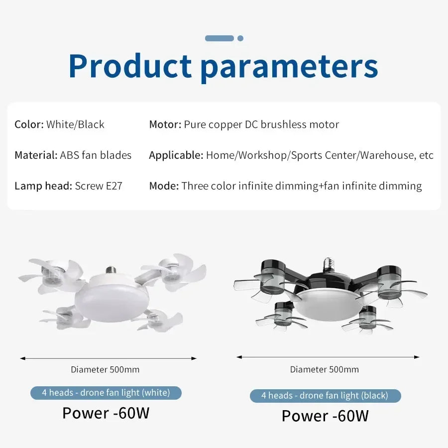E27 LED Ceiling Fan Light Bulb With Remote Control