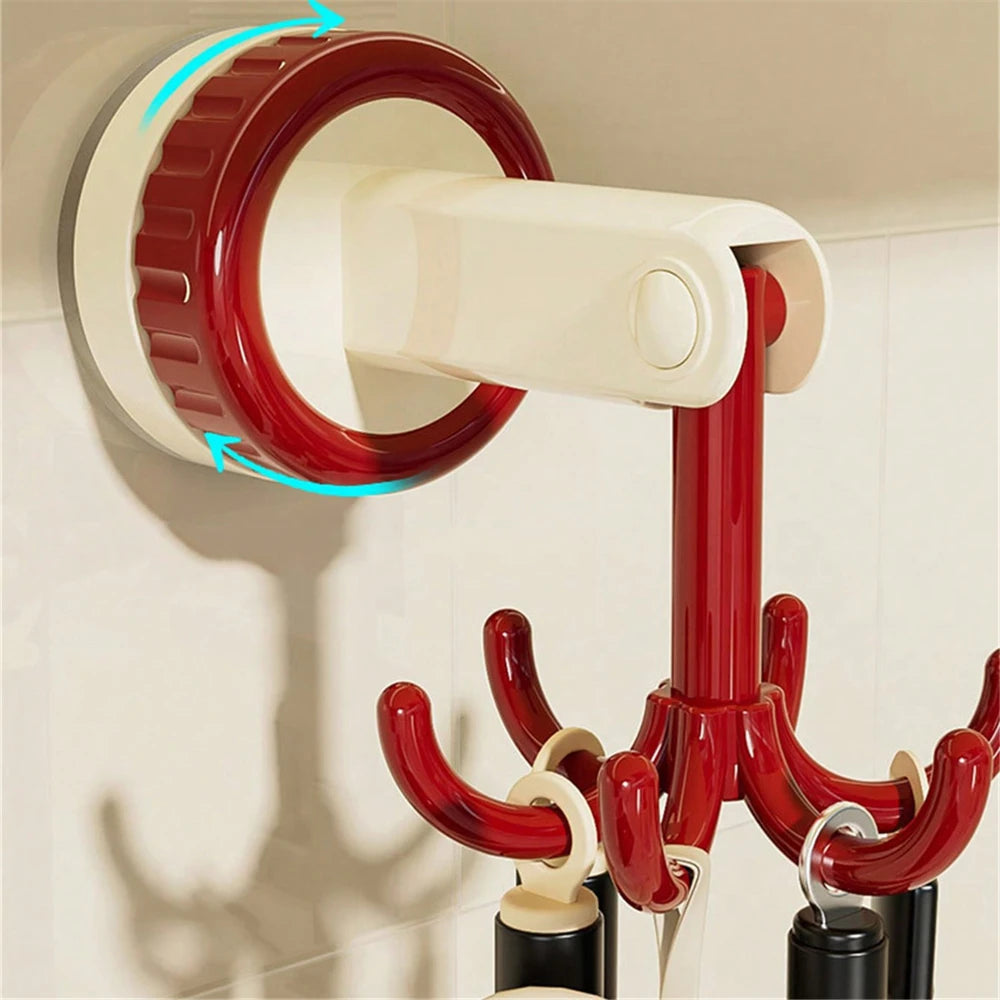 360° Rotating Folding Hook With Suction Cup Kitchen Rack