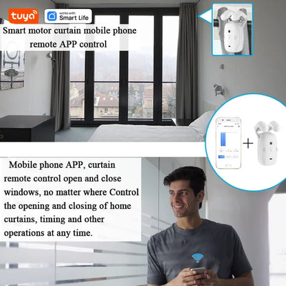 Smart WiFi Curtain Robot For Rod Tracks – App & Voice Control