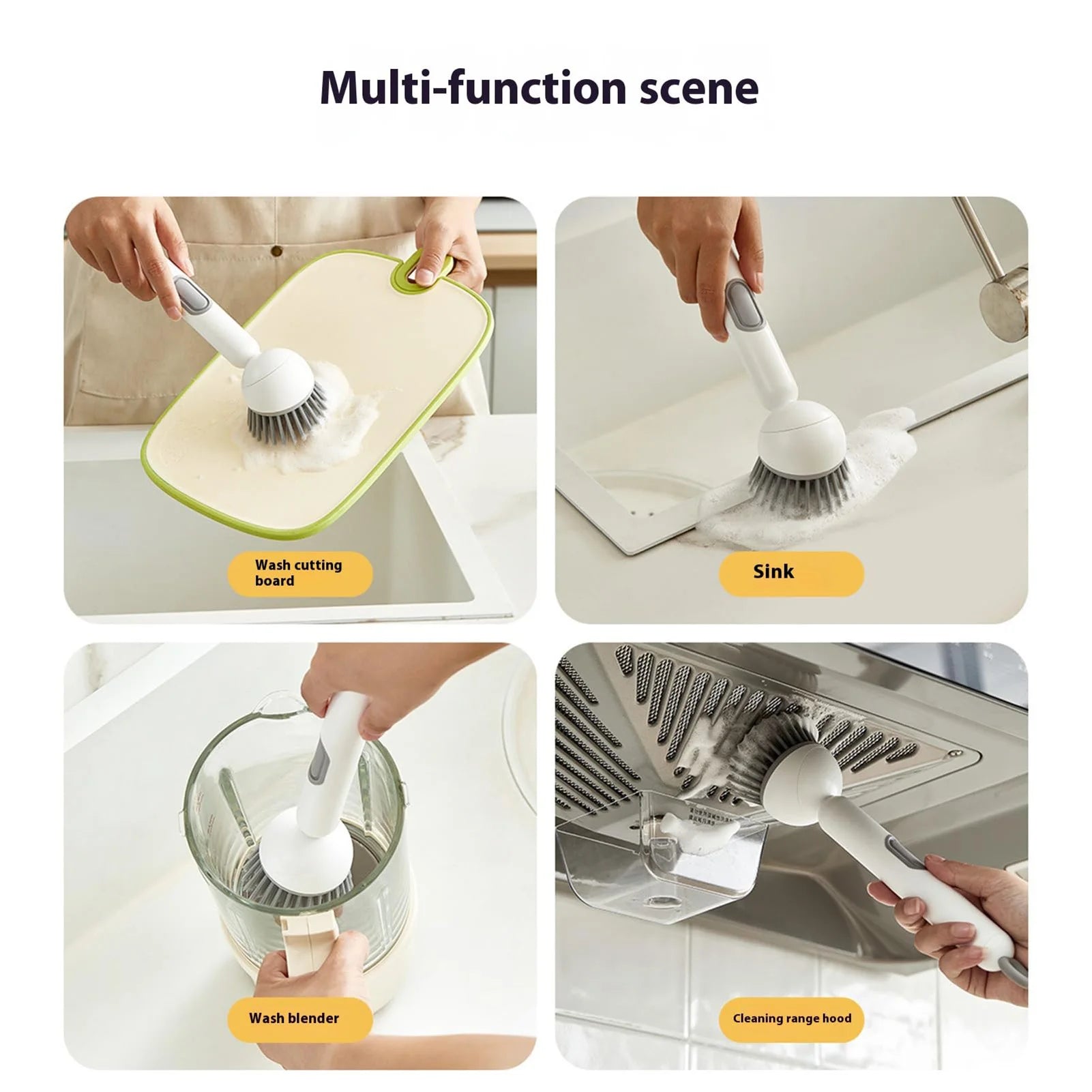 Adjustable Long Handle Kitchen Scrub Brush with Dispenser