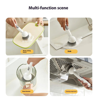 Adjustable Long Handle Kitchen Scrub Brush with Dispenser