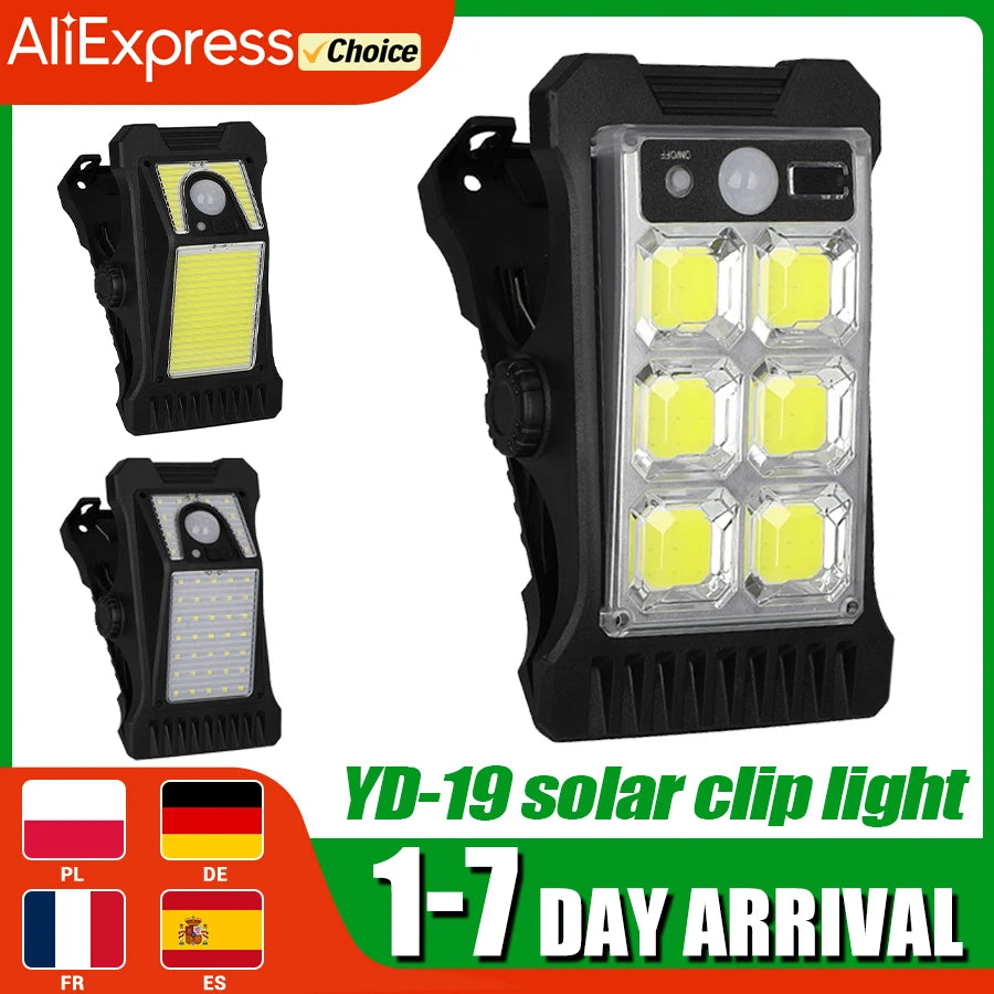 LED Solar Motion Sensor Garden Light With Clip Mount