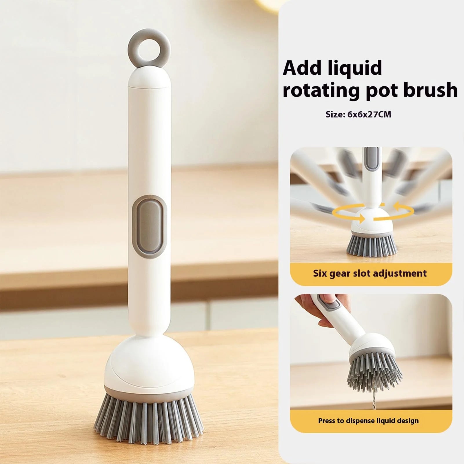 Adjustable Long Handle Kitchen Scrub Brush with Dispenser